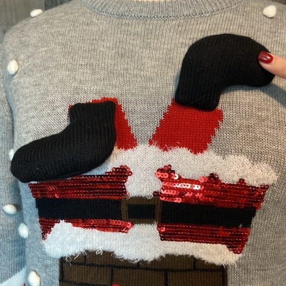 Santa Chimney ugly Christmas sweater small kidcore holiday party snow winter - Picture 6 of 12